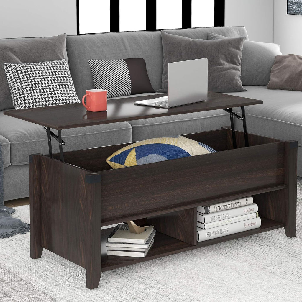 Gray Coffee Table with Drawer and Storage Shelf X231