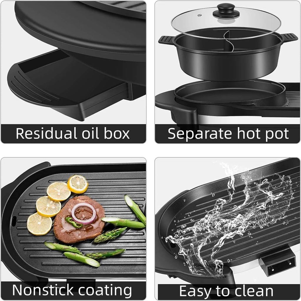 Electric Hot Pot with Grill, Removable Non-Stick Hotpot, 110V X612915