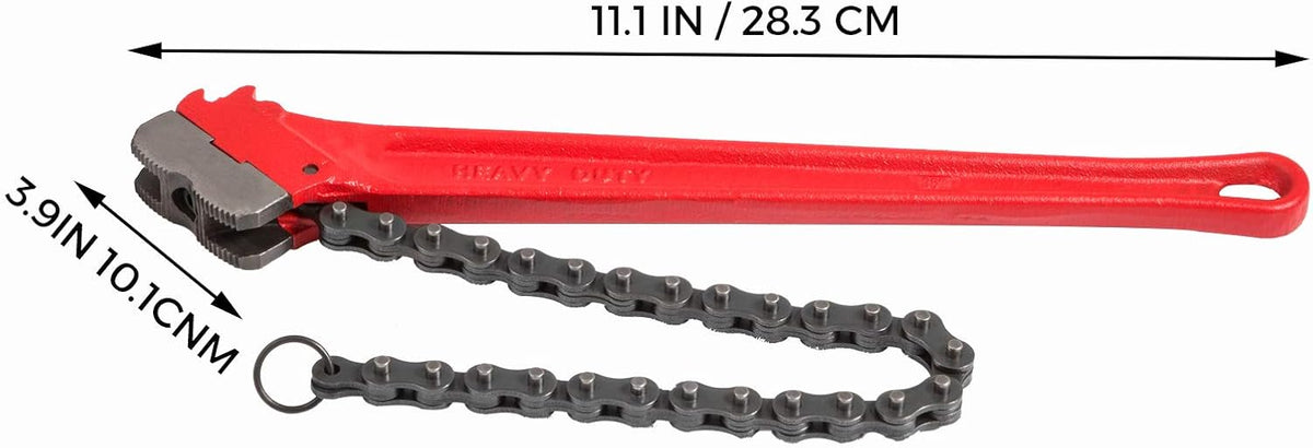 Chain Wrench Pipe 36inch, Heavy Duty Oil Filter Chain Wrench Capacity 4-1/2 to 7-1/2inch, Chain Length 760 mm X532