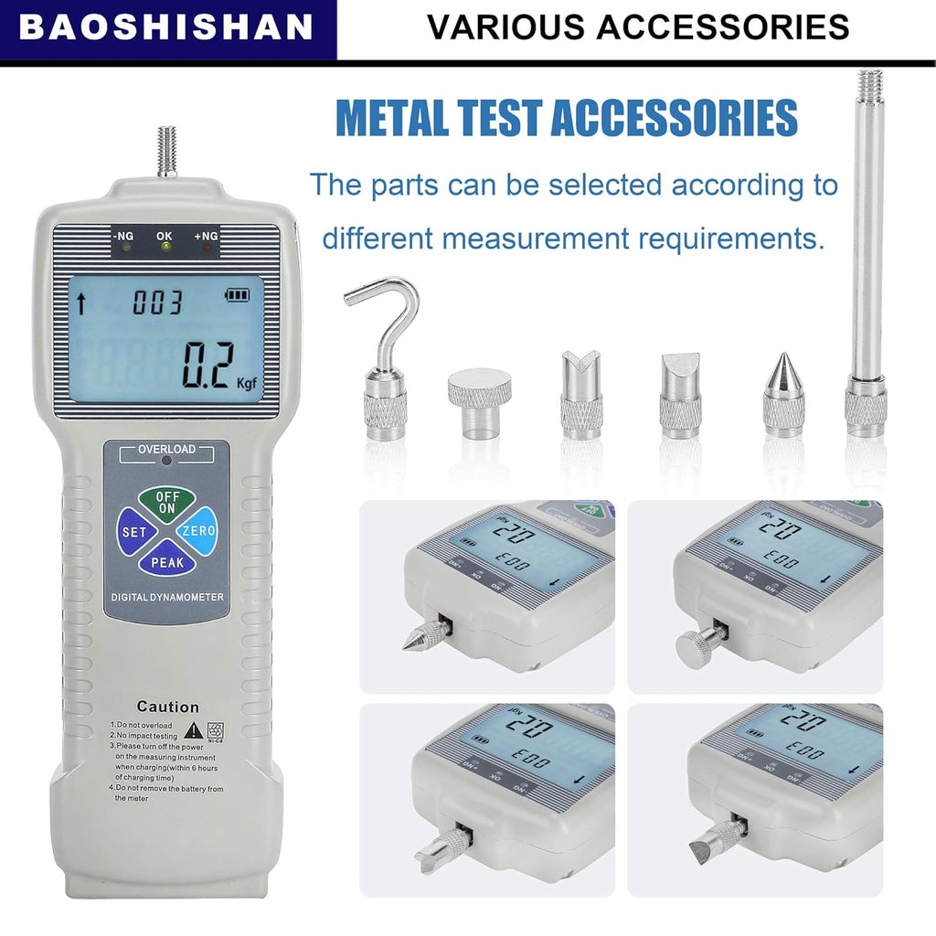 Digital Force Gauge Push Pull Gauge with Carrying Case, LCD Backlit Display, Metal Enclosures B55387