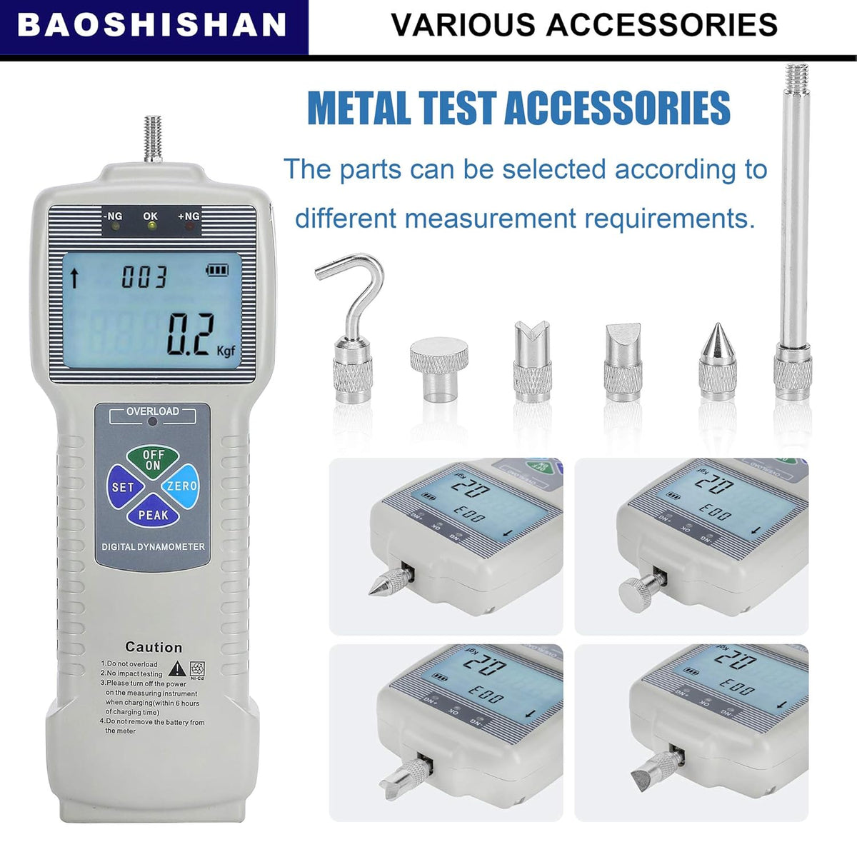 Digital Force Gauge Push Pull Gauge with Carrying Case, LCD Backlit Display, Metal Enclosures B55387