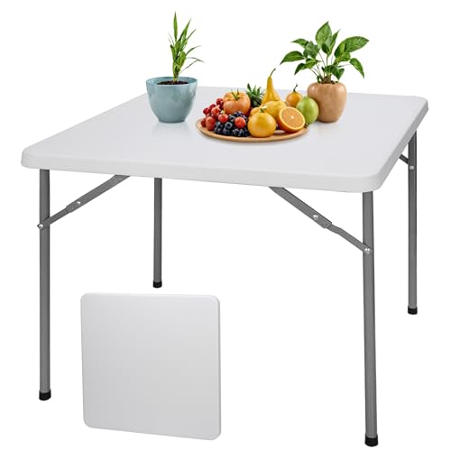 White 4FT Heavy Duty Plastic Folding Table with Carrying Handle O907870
