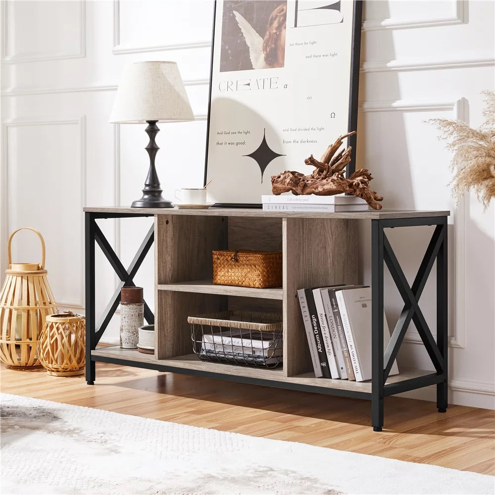 47inch Gray Wooden TV Stand with Storage S21375