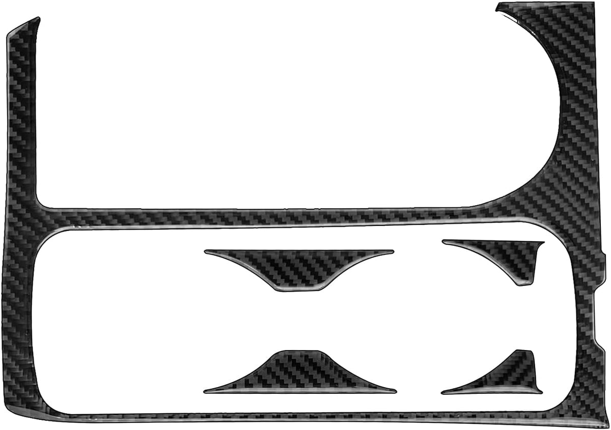 Black 5Pcs Carbon Fiber Center Console Water Cup Holder Frame Cover Trim P229586