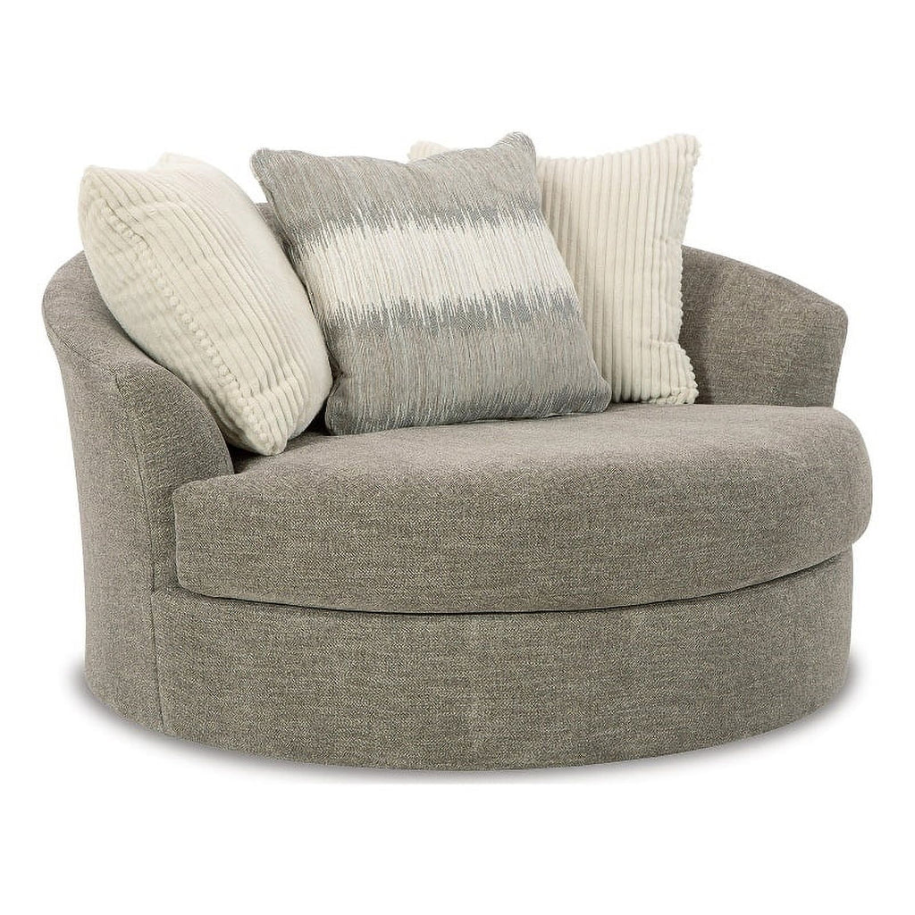 Oversized Swivel Fabric Accent Chair in Stone Gray R444