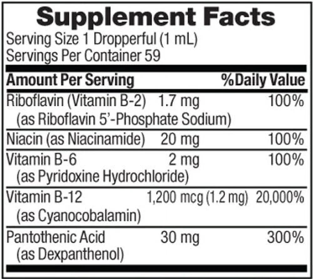 Vitamin B Complex with B-12 Sublingual Liquid, 2 Ounce (Pack of 4) F6168