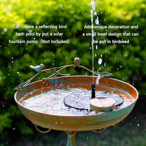 27 Inch Tall Pedestal Bird Bath with Butterfly Pattern Metal Birdbath K989