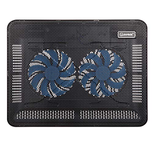 Portable Slim Quiet Laptop Cooling Pad with 2 Blue LED Fans, USB Powered, Adjustable Angled, Fits 11-14 Inch Laptop N48385