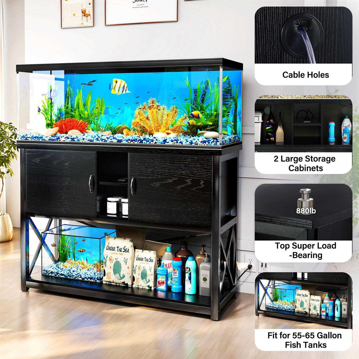 55-75 Gallon Aquarium Stand with Cabinet W51801