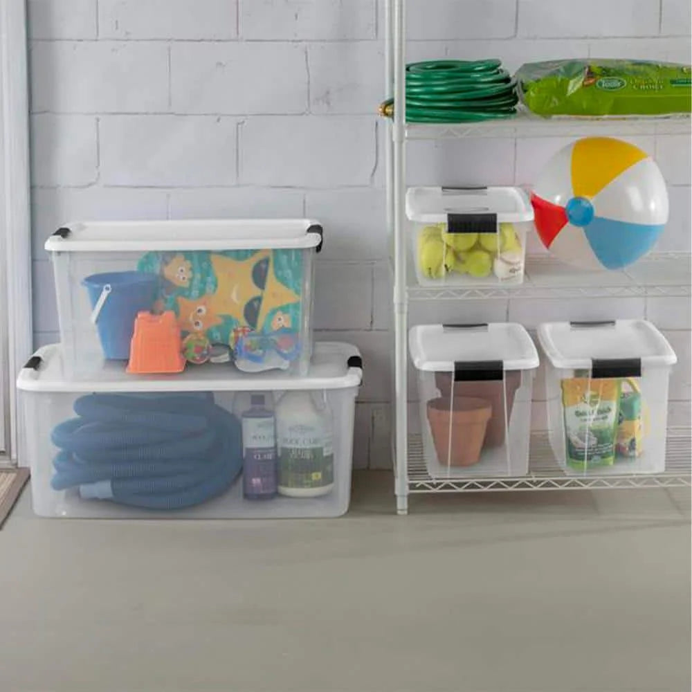 30 Qt. Storage Box with White Lid and Clear Base 12-Pack R8981