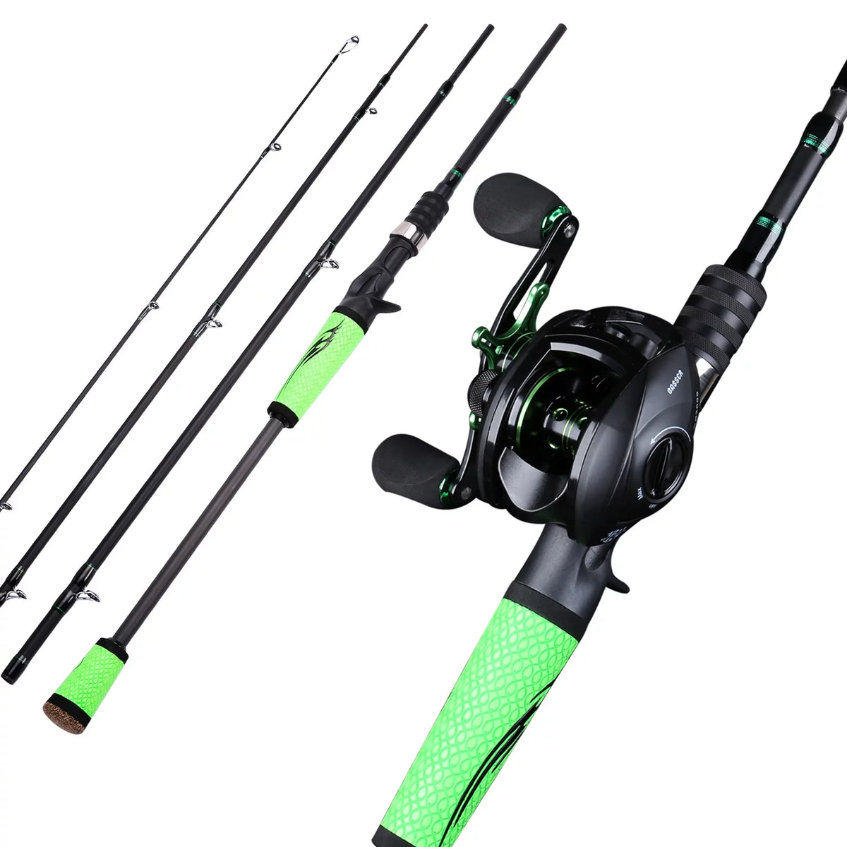 4 Pc High Carbon Fishing Rod Reel Combo F968441