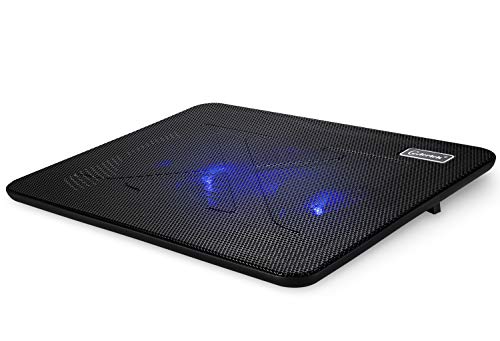 Portable Slim Quiet Laptop Cooling Pad with 2 Blue LED Fans, USB Powered, Adjustable Angled, Fits 11-14 Inch Laptop N48385