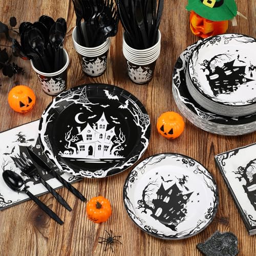 500 Pcs Halloween Party Supplies Plates Cups Napkins and Cutlery Set U909674
