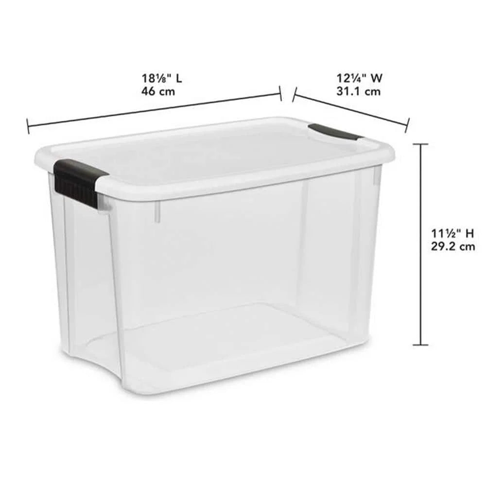 30 Qt. Storage Box with White Lid and Clear Base 12-Pack R8981
