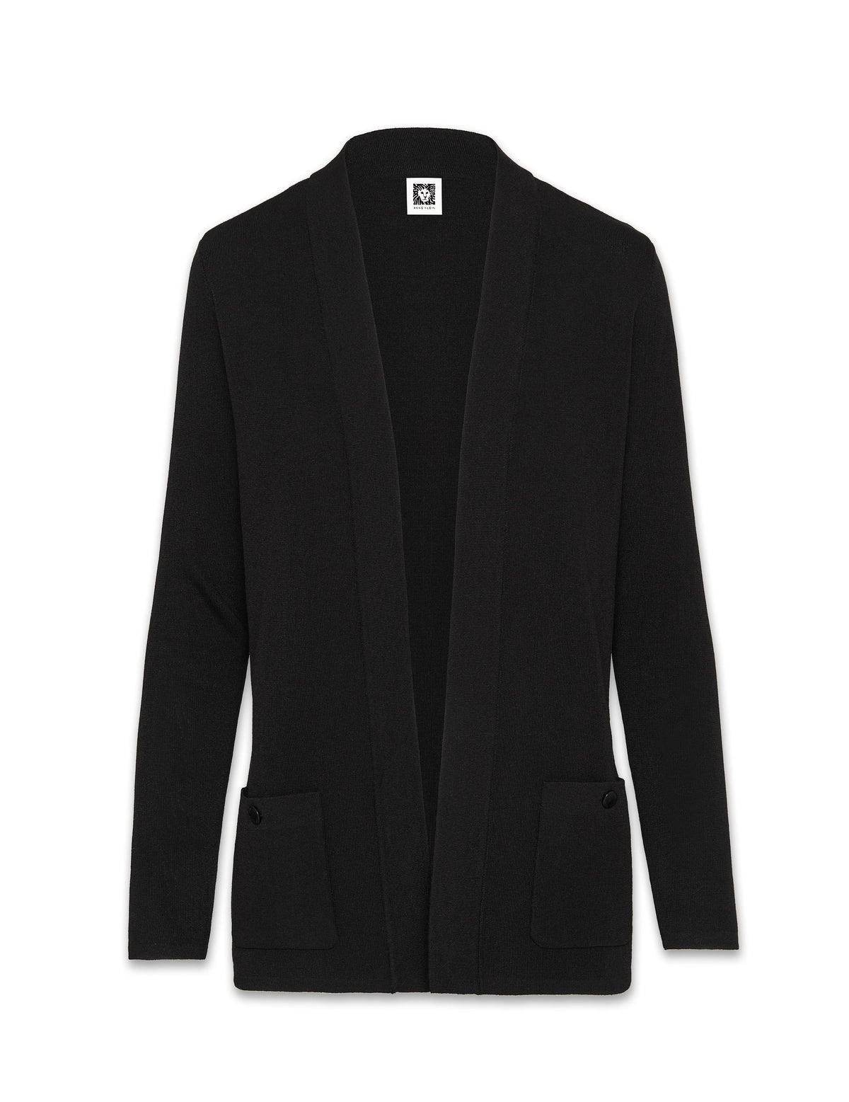 Black Open-Front Cardigan C6324