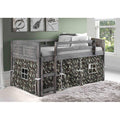 Twin Antique Grey Loft Bed with Tent P544