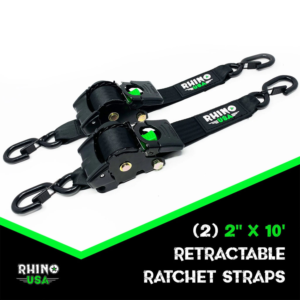 2" x 10' Retractable Ratchet Straps (2-Pack) E442