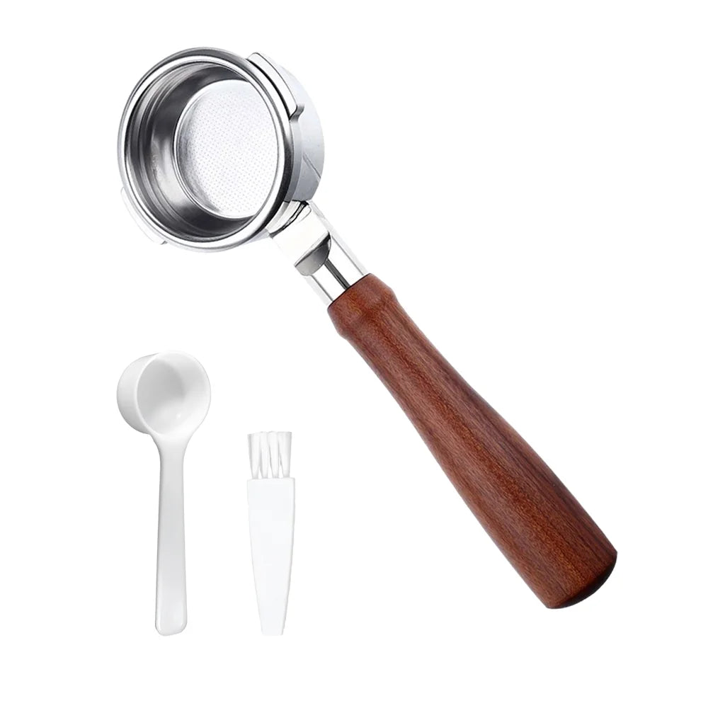 54mm Stainless Steel Bottomless Portafilter with Solid Wood Handle A941343