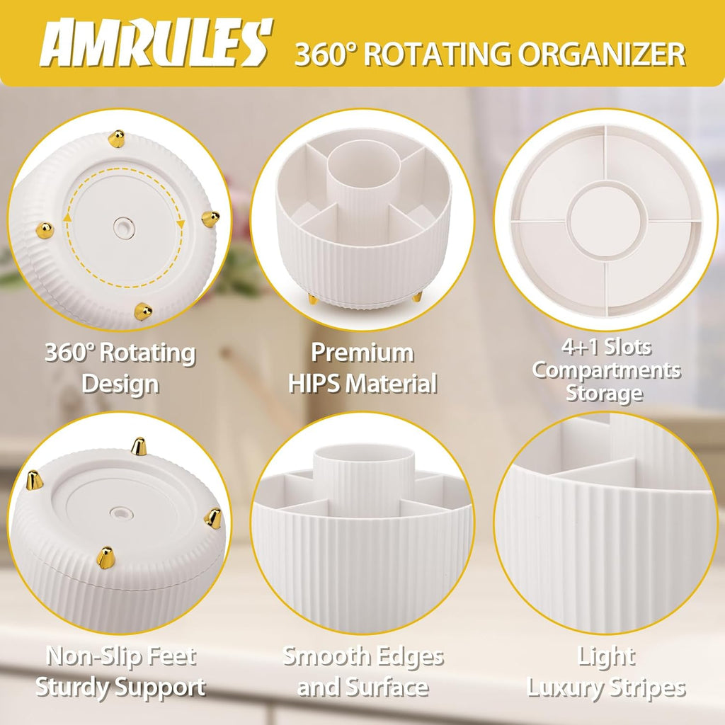 White Multi-angle Rotating Makeup Brush Holder J6039
