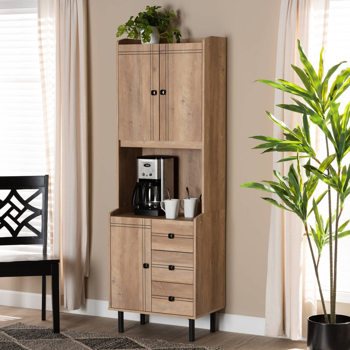 Oak Brown 3-Drawer Kitchen Storage Cabinet V4414