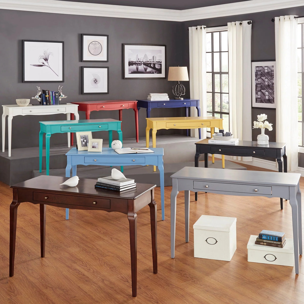White Office Writing Desk with Drawer H68597