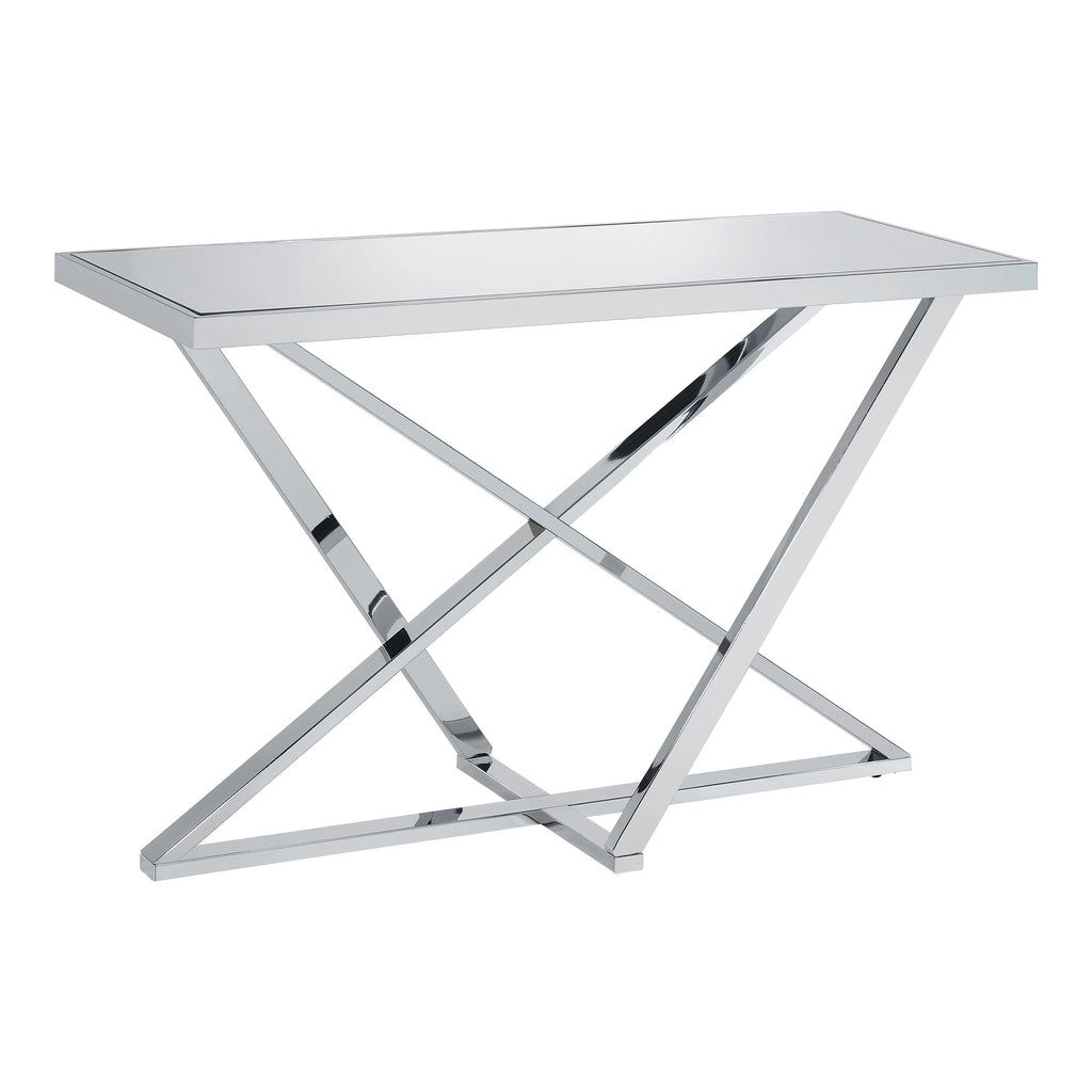 Indoor Metal and Mirror Top Chrome Sofa Table X709