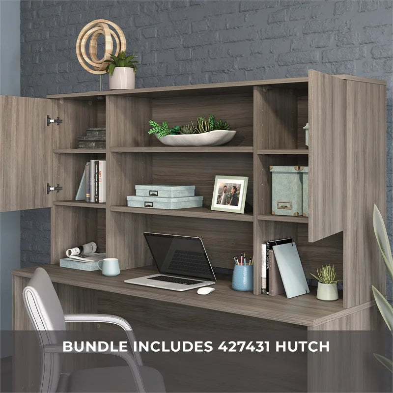 Engineered Wood Desk with Hutch J607573
