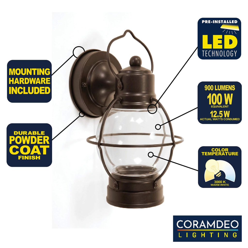 Bronze Outdoor LED Wall Sconce with Clear Glass Lens W392746