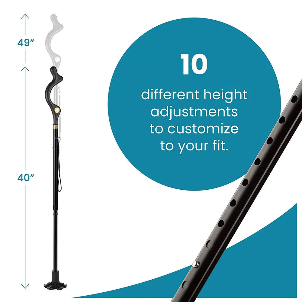 10 Adjustable Heights Self Standing Folding Walking Cane N572660