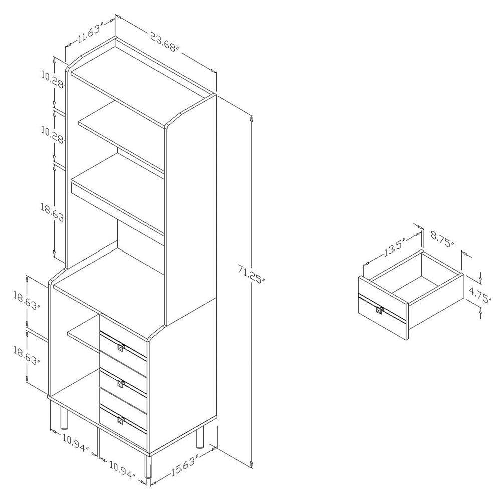Oak Brown 3-Drawer Kitchen Storage Cabinet V4414