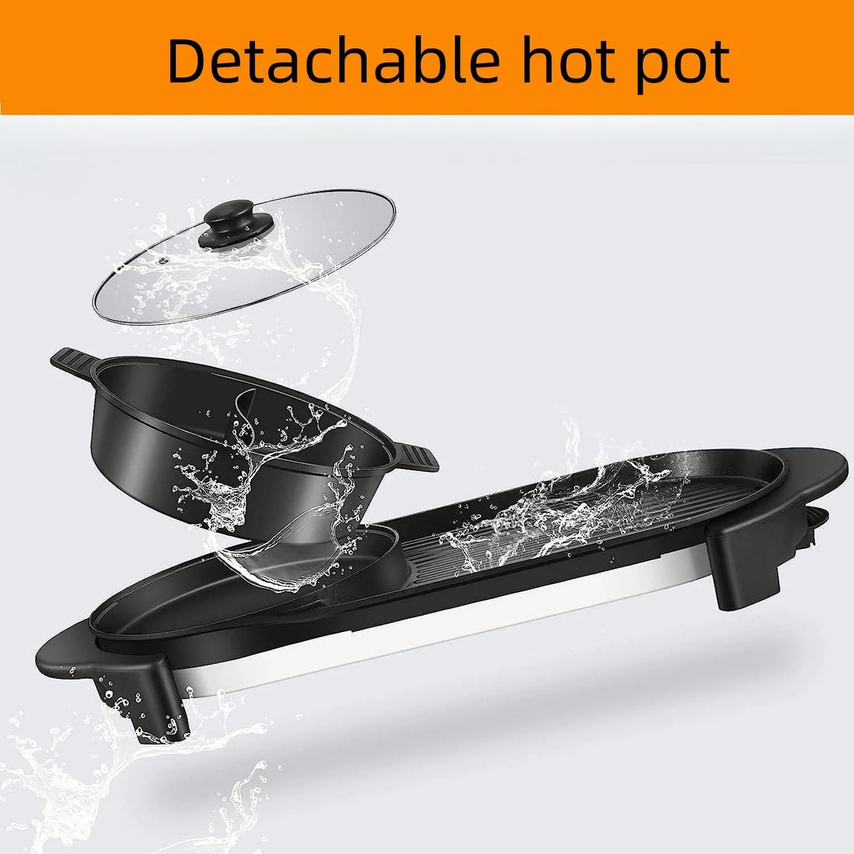 Electric Hot Pot with Grill, Removable Non-Stick Hotpot, 110V X612915