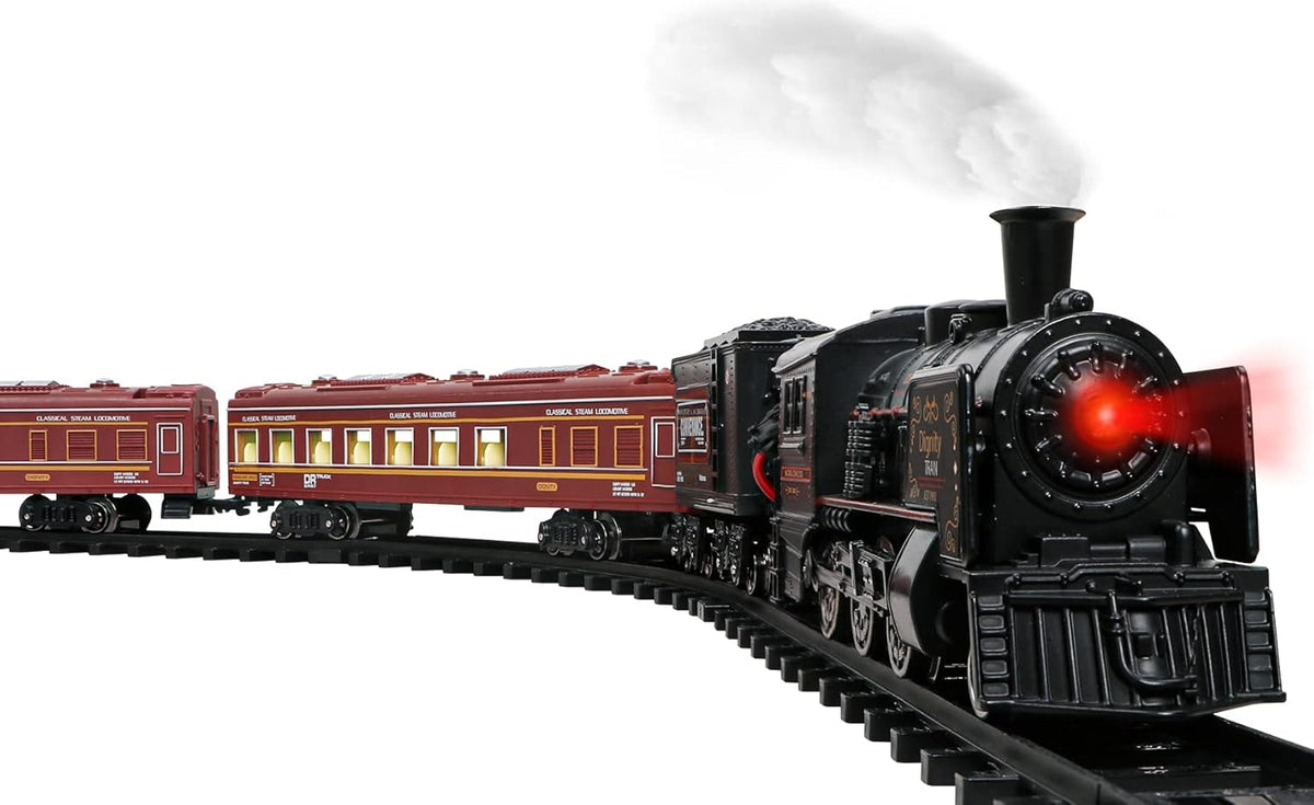 Metal Alloy Electric Train Set with Steam Locomotive, Passenger Carriages, Tracks, Smoke, Sounds, Lights Z2925