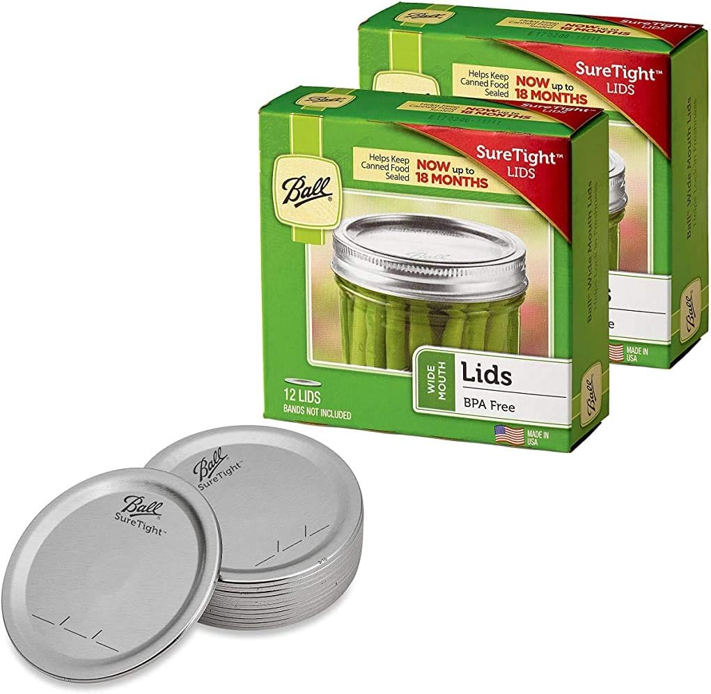 Wide Mouth Mason Jar Lids 12-Count per Pack (2-Packs Total) L9705