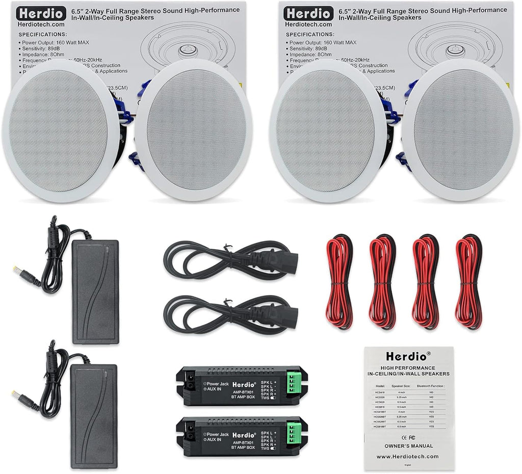 6.5'' 600Watts 2-Way Bluetooth Ceiling Speakers（4 Speakers） A51090