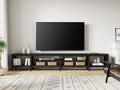 Black Wood TV Stand with 8 Storage P614375