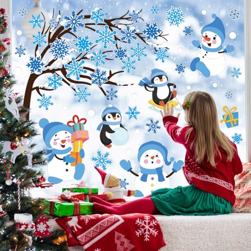 6 Sheet Large Reusable Winter Window Clings C4198