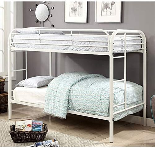 White Metal Twin Over Twin Bunk Bed S88578