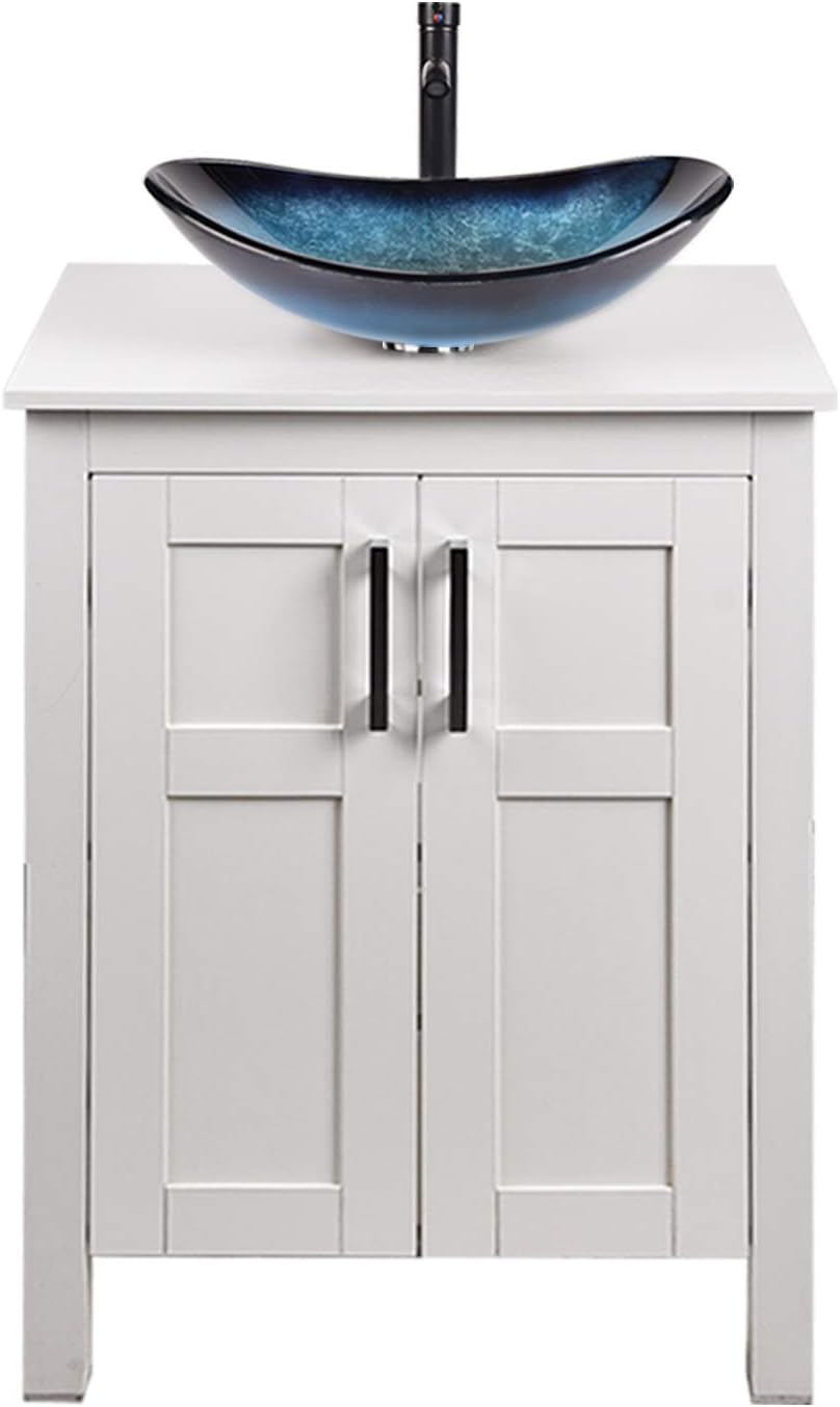 24 Inches White Single Bathroom Vanity Set with Top and 2-Door Cabinet E199253