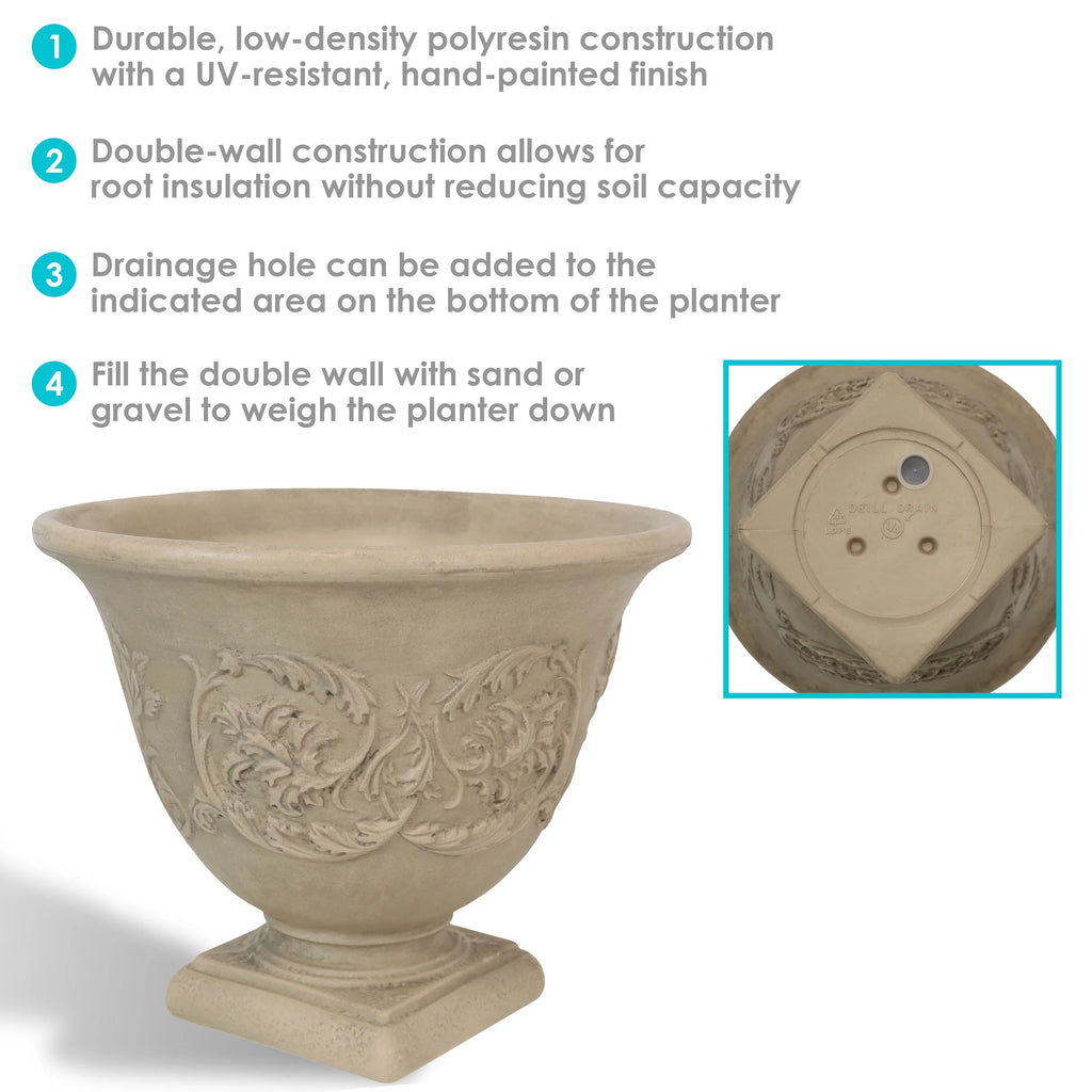 Beige 16" Double-Walled Weather-Resistant Planter L513
