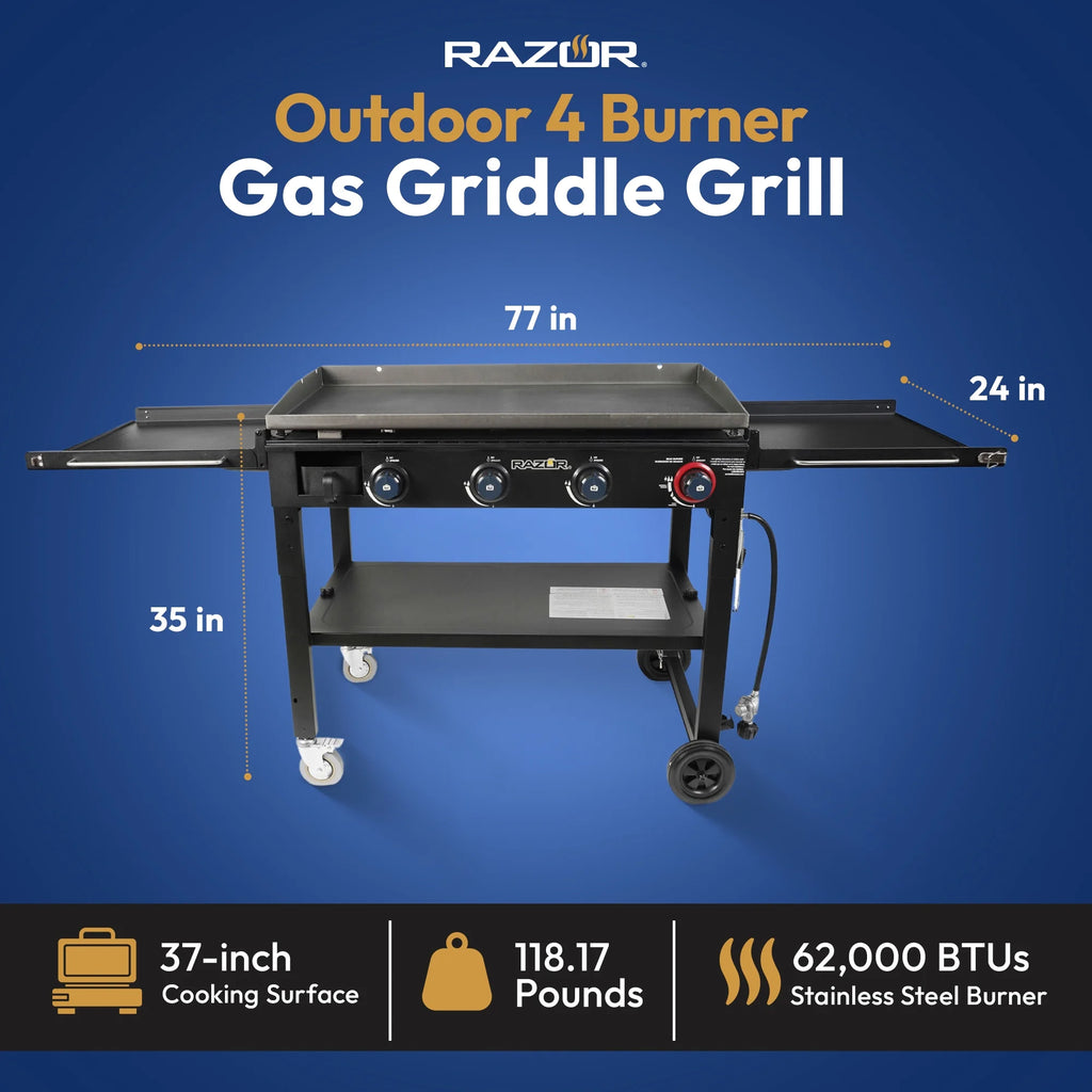 2 Burner LP Propane Gas Griddle with Folding Shelf Y459