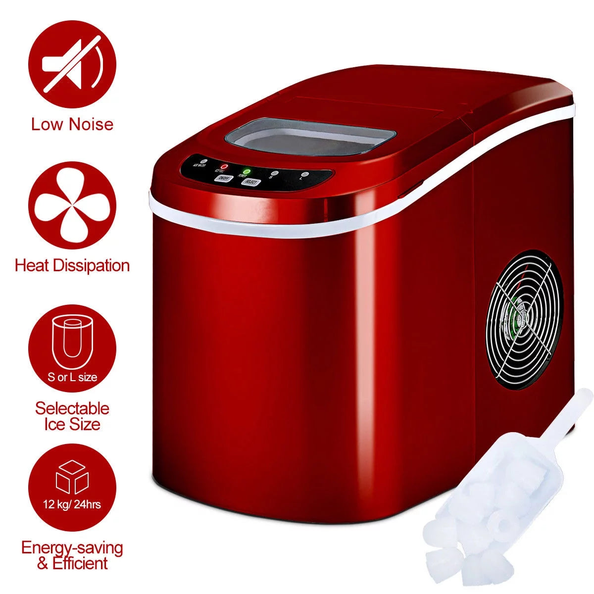 Red Portable Compact Electric Ice Maker Machine K435437