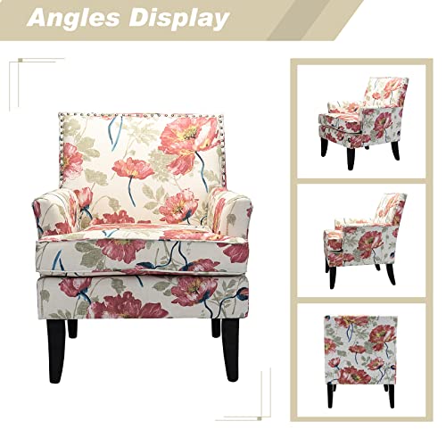 Modern Accent Chair with Arms and Wooden Legs W270572