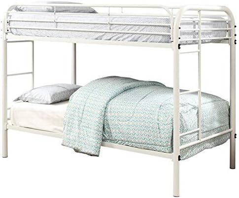 White Metal Twin Over Twin Bunk Bed S88578