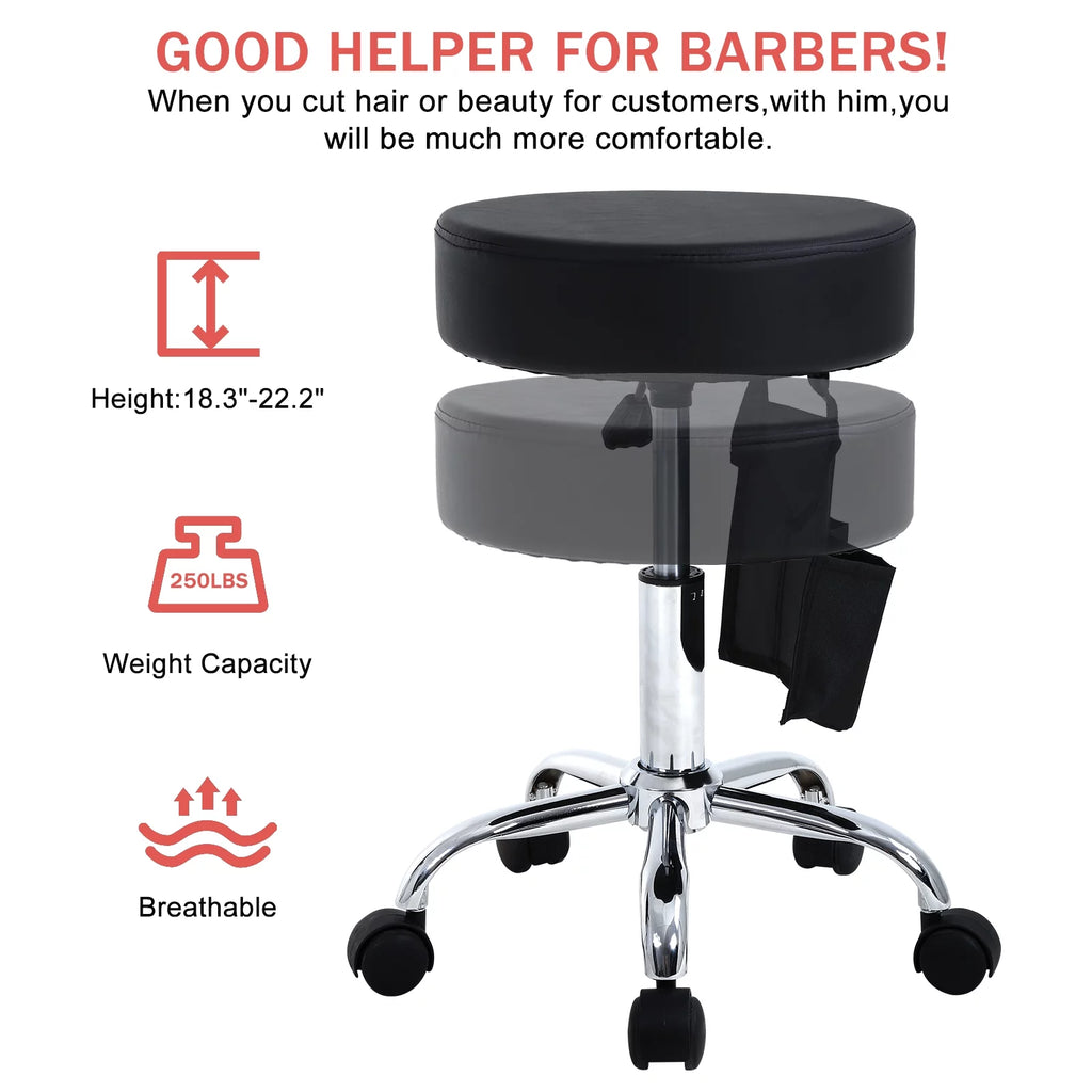 Black Adjustable Swivel Salon Stool Chair E6315