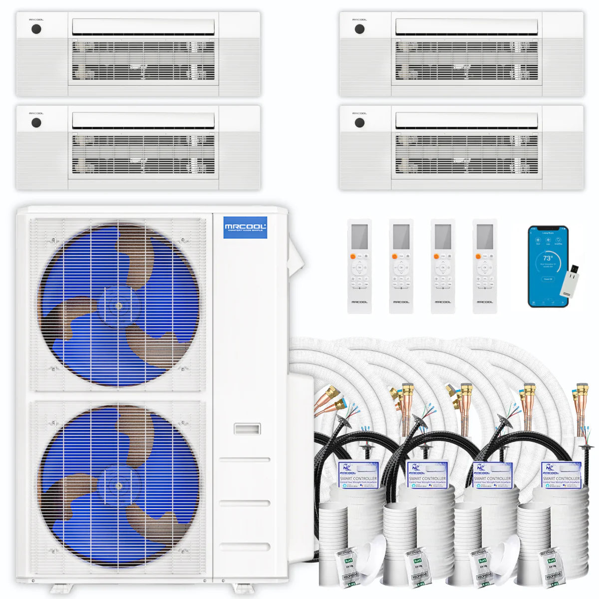 48,000 BTU 4 Zone Ceiling Cassette Ductless Air Conditioner and Heat Pump N333804
