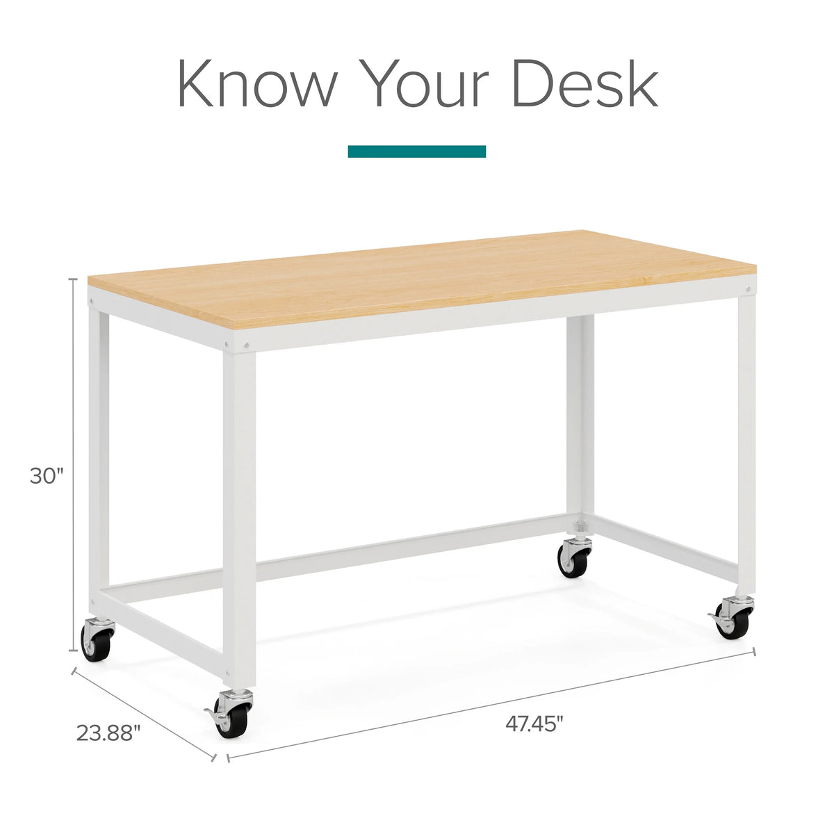 48-inch Wide Mobile Metal Desk with Laminate Top K332070