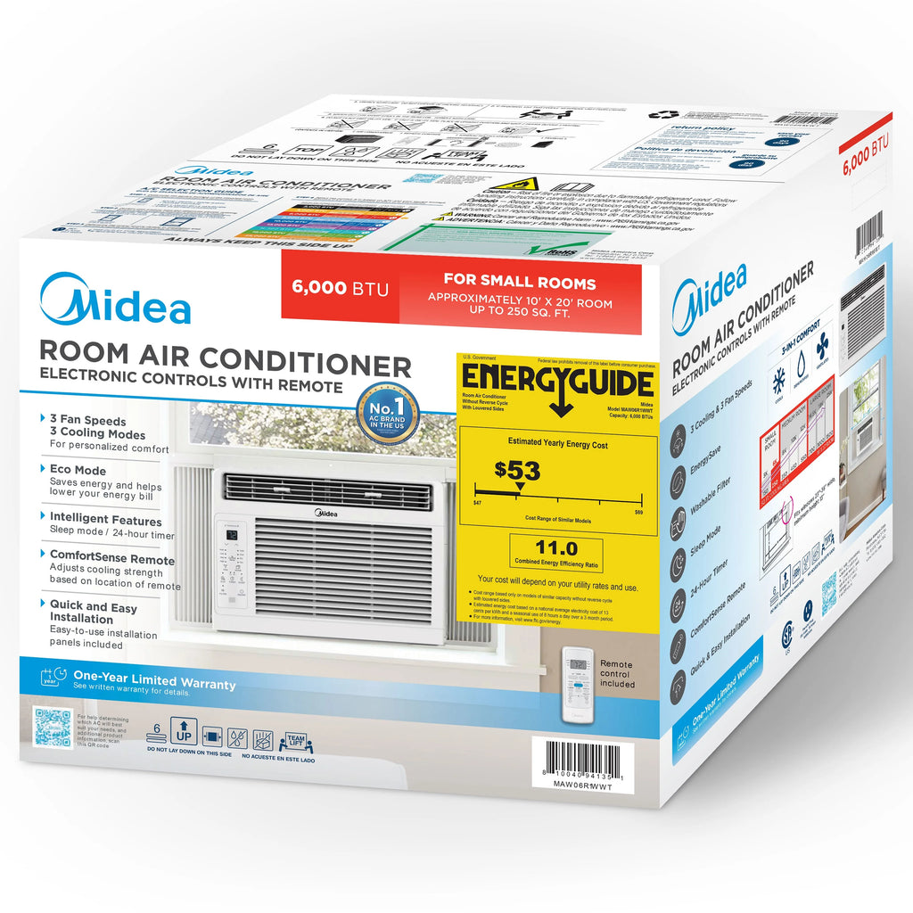 6,000 BTU 115V Window Air Conditioner with Remote, White S70725