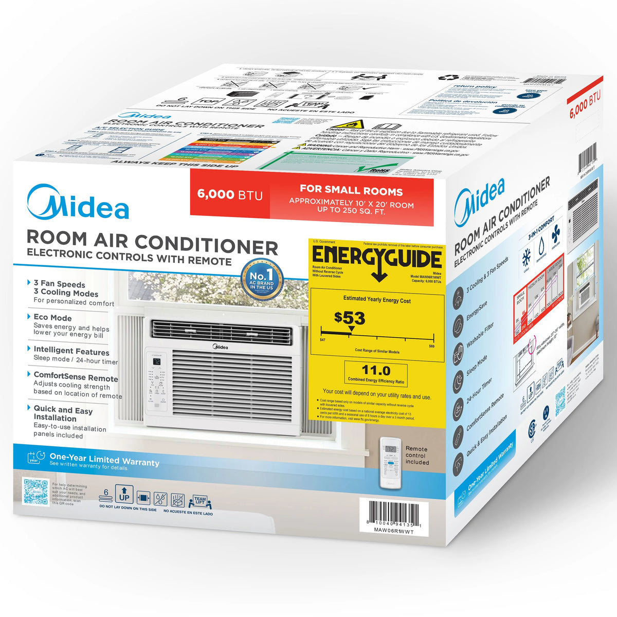 6,000 BTU 115V Window Air Conditioner with Remote, White S70725
