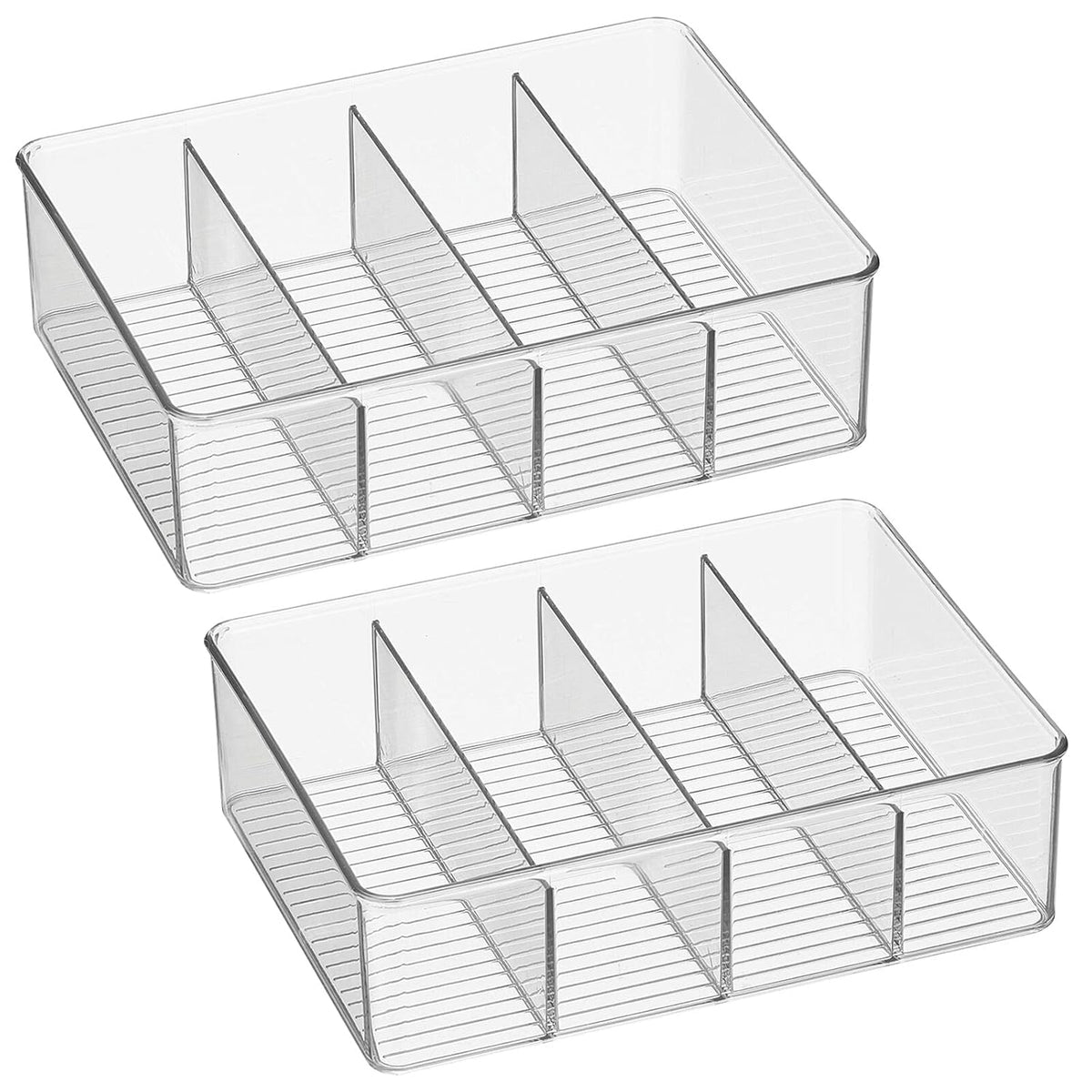 Plastic Stackable Tea Bag Storage Organizer Bin with 4 Divided Compartments, 2 Pack - Clear K196303