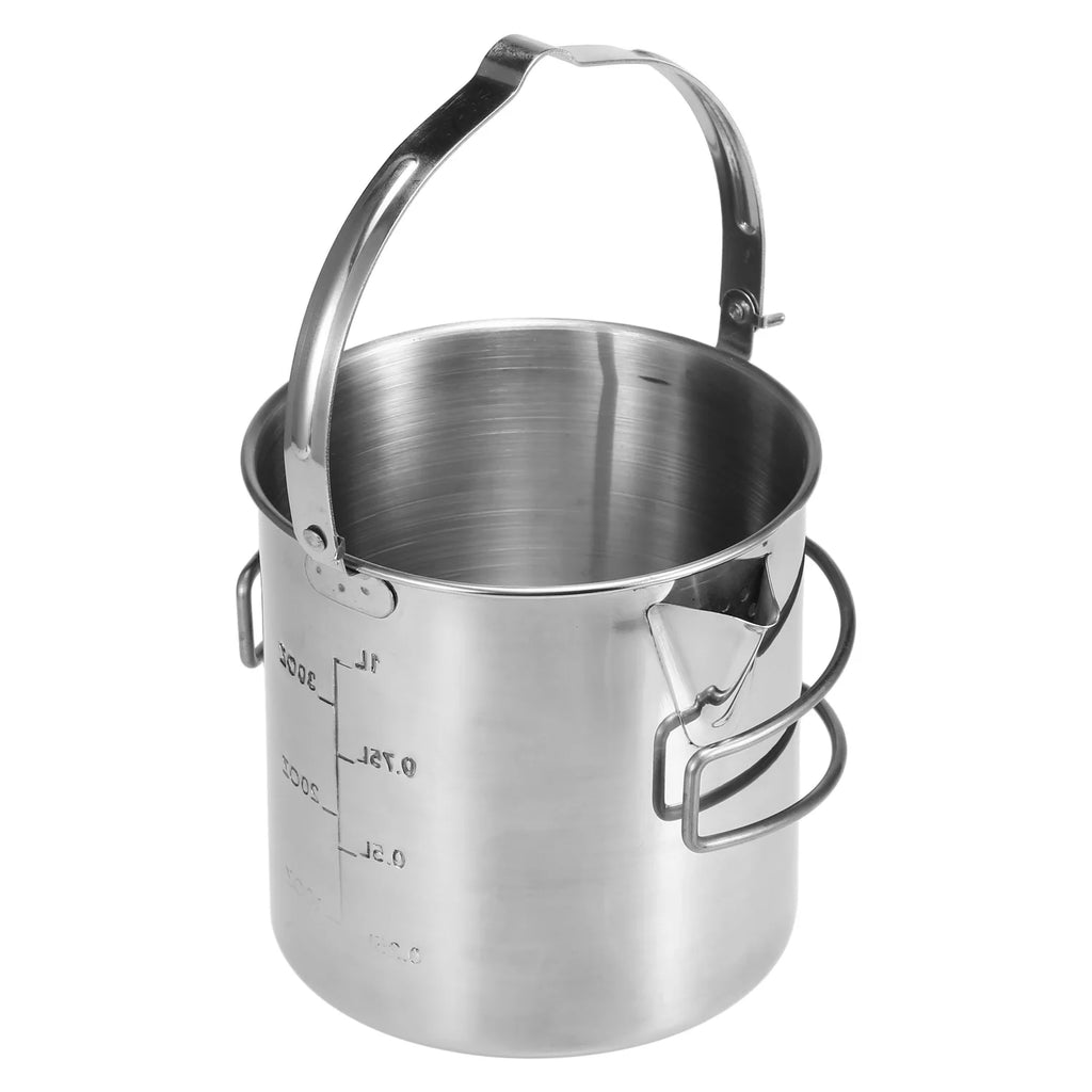 1L Stainless Steel Camping Kettle with Foldable Handle Q506571